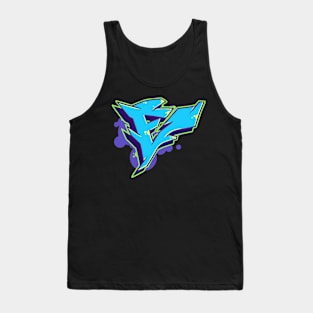 Letter E - Graffiti Street Art Style Blue Tank Top